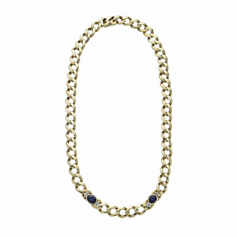 Collana in Oro Giallo, Zaffiri e Diamanti