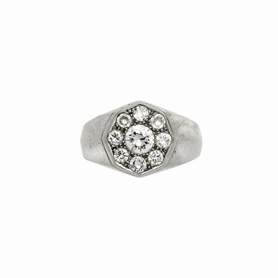 Anello Chevalier in Oro Bianco e Diamanti