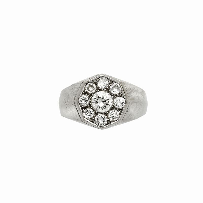 Anello Chevalier in Oro Bianco e Diamanti