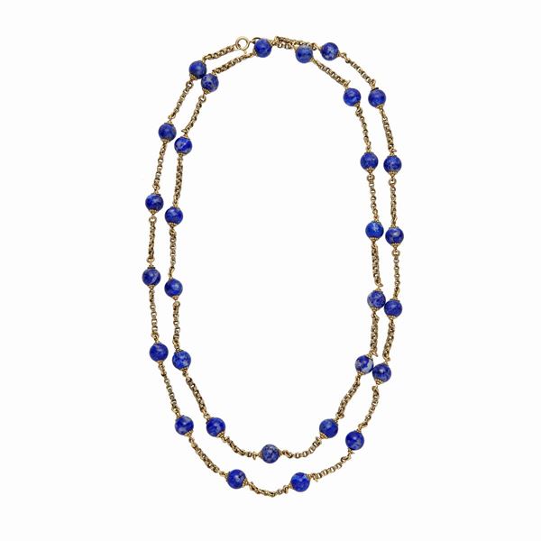 Lunga collana con lapislazzulo
