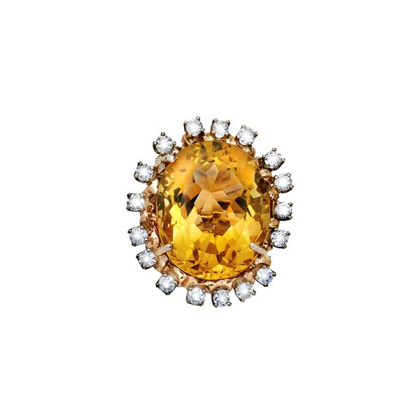Higt ring with citrine and diamonds