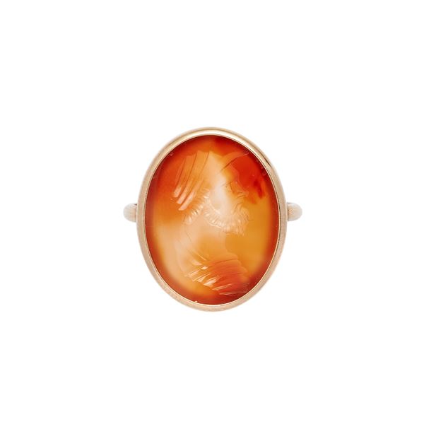 Ring with engraved carnelian