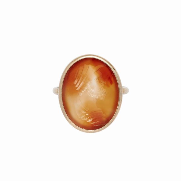 Ring with engraved carnelian