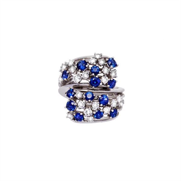CRIVELLI : Ring with diamonds and sapphires Crivelli  - Auction Gioielli del Novecento e Orologi - Curio - Casa d'aste in Firenze