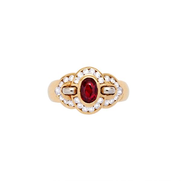 Ring with ruby and diamonds
