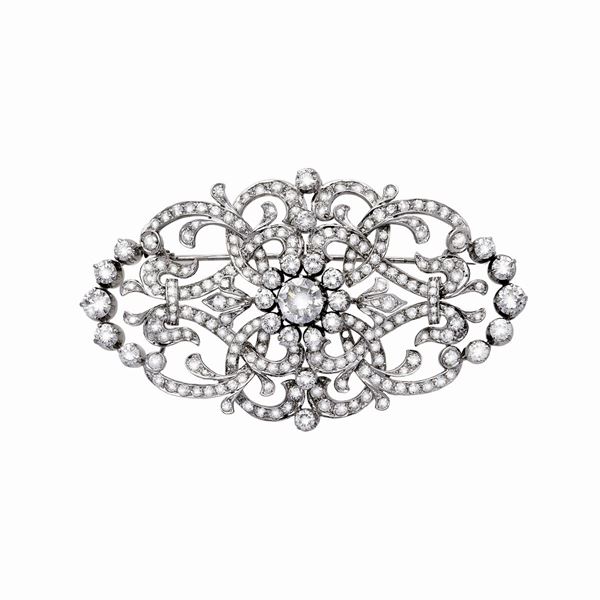 Spilla in oro bianco e diamanti  - Asta Gioielli Antichi, Moderni e Orologi - Curio - Casa d'aste in Firenze