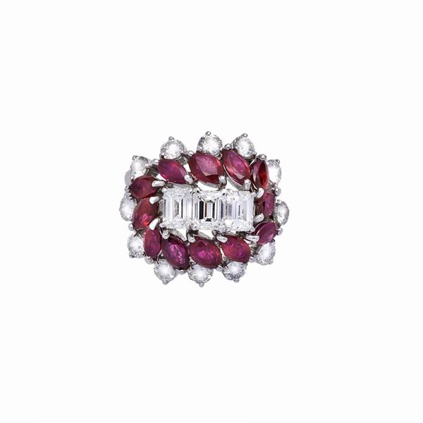 Ring with diamonds and rubies