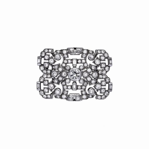 Spilla in platino e diamanti  - Asta Gioielli del Novecento e Orologi - Curio - Casa d'aste in Firenze