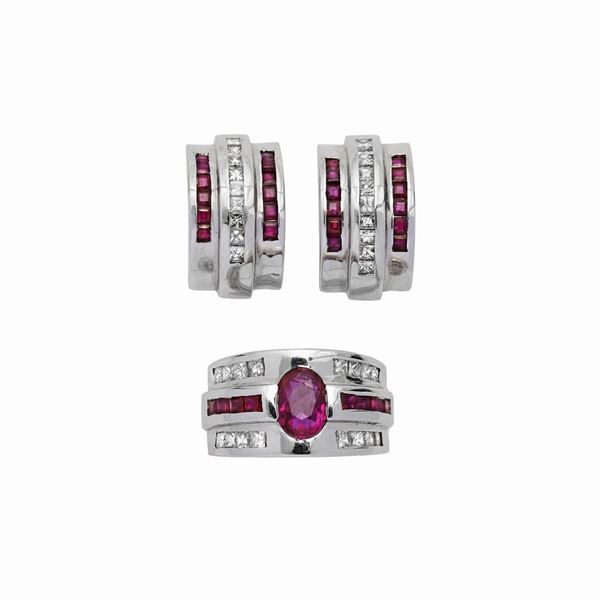 Parure with rubies and diamonds
