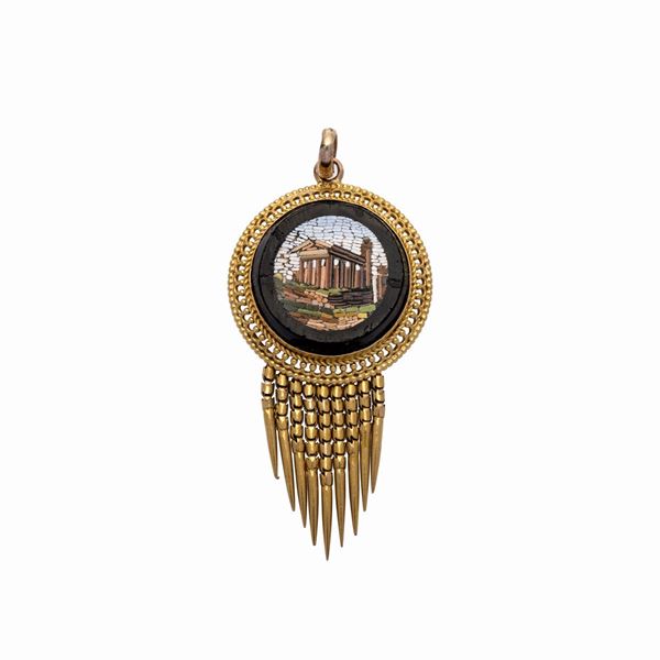 Pendente con micromosaico con rovine romane