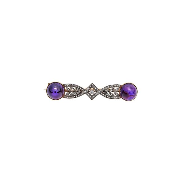 Brooch with amethyst and diamonds