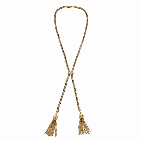 Collana saliscendi in oro giallo e diamanti  - Asta Gioielli del Novecento e Orologi - Curio - Casa d'aste in Firenze