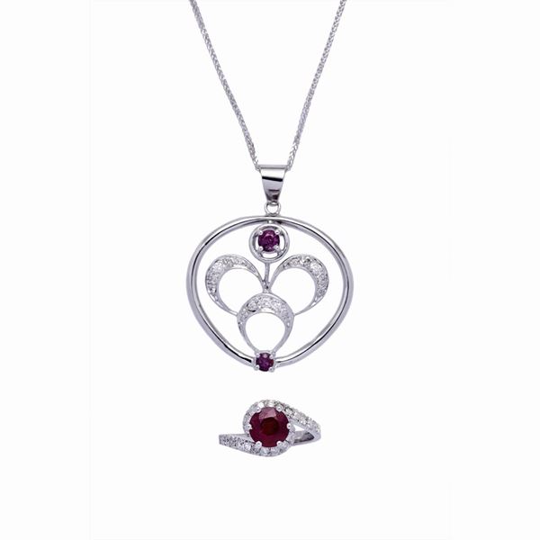 Parure with diamonds and rubies