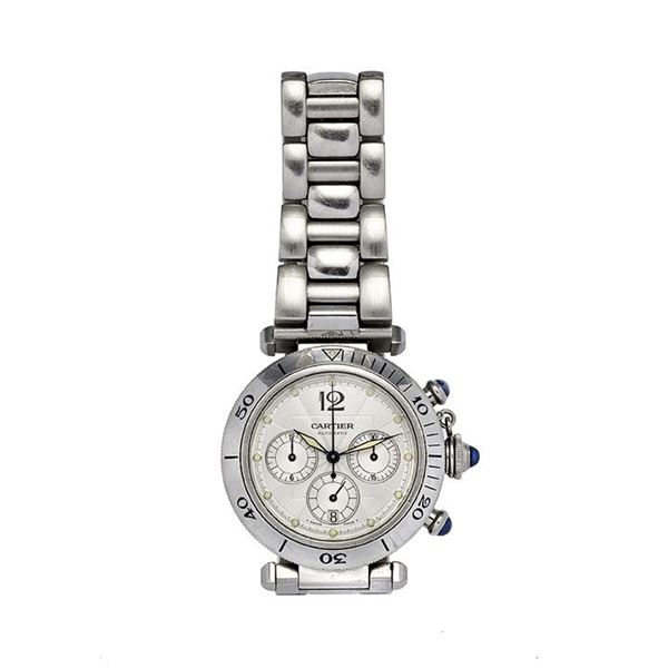CARTIER - Steel watch Cartier Pasha Chronograph Automatic