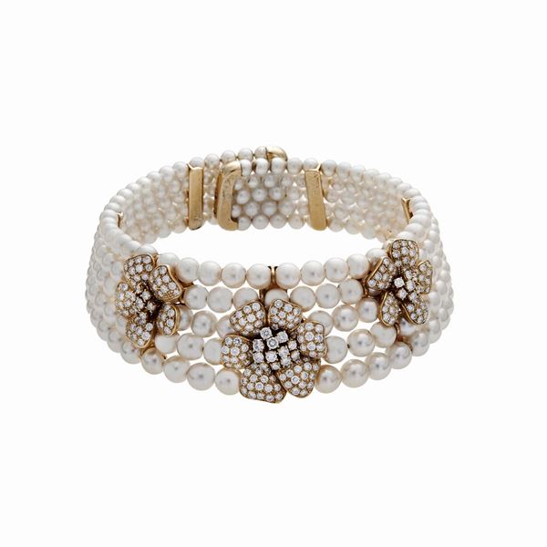 Girocollo con perle e diamanti