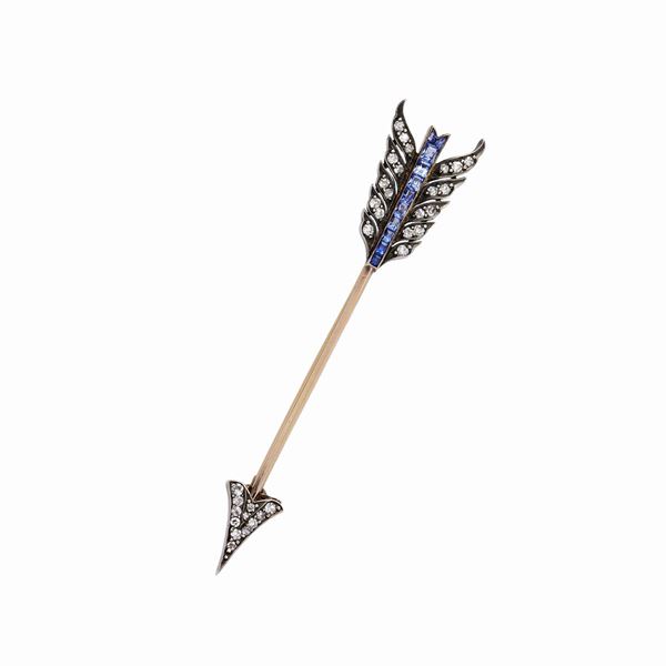 Brooch with diamonds and sapphires  - Auction Gioielli del Novecento e Orologi - Curio - Casa d'aste in Firenze