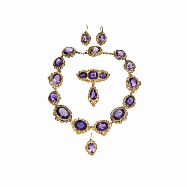 Parure in oro giallo con ametiste  - Asta Gioielli del Novecento e Orologi - Curio - Casa d'aste in Firenze