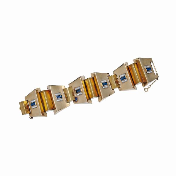 High bracelet with diamonds and sapphires  - Auction Gioielli del Novecento e Orologi - Curio - Casa d'aste in Firenze