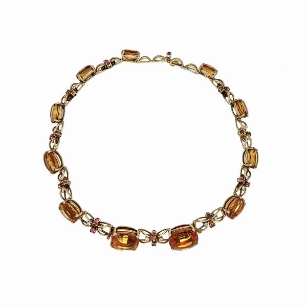 Necklace with diamonds, rubies and quartz  - Auction Gioielli del Novecento e Orologi - Curio - Casa d'aste in Firenze