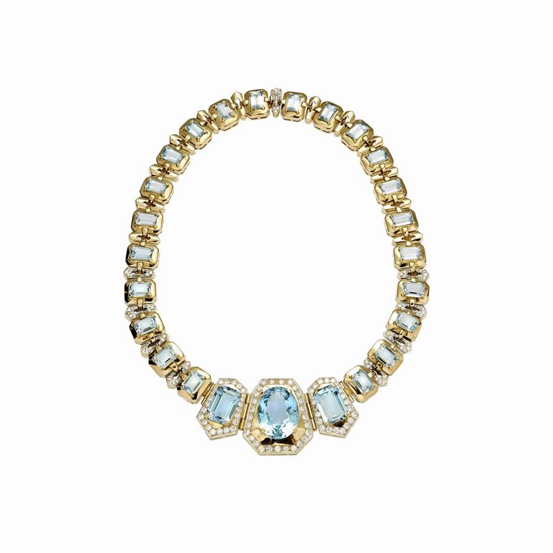 Collier con Diamanti e Topazi Azzurri