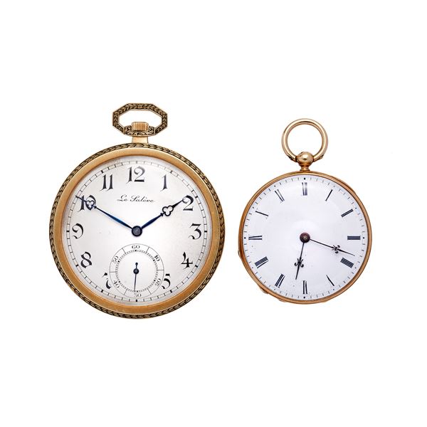 Lot of two pocket watches in yellow gold