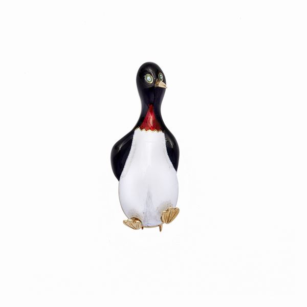 Gold clip yellow and colored enamels