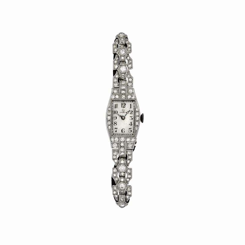 Bracciale Orologio in Platino e Diamanti Omega