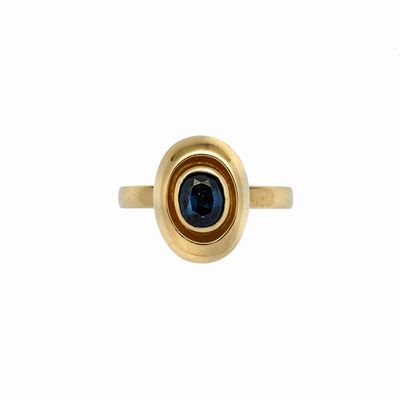 Anello "occhio" in Oro Giallo e Zaffiro Giorgio Facchini