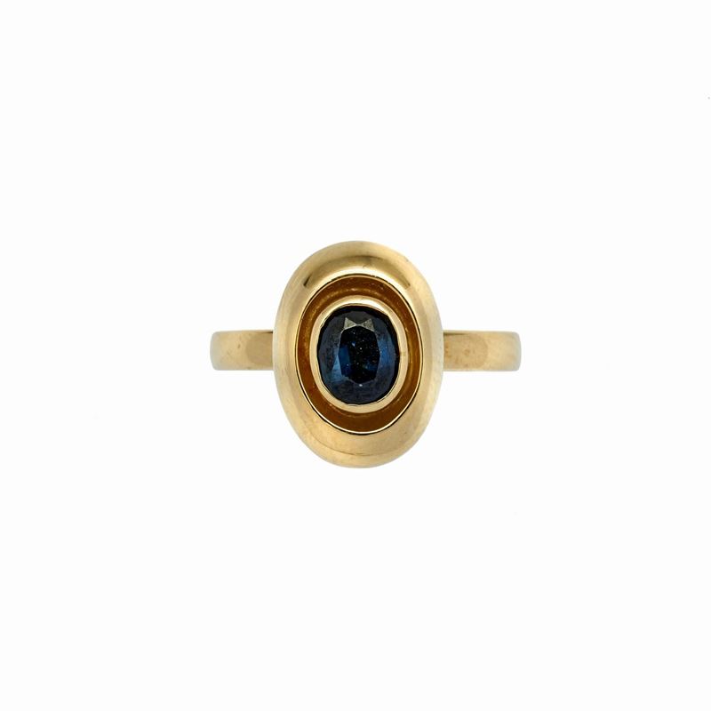 Anello "occhio" in Oro Giallo e Zaffiro Giorgio Facchini