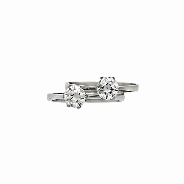 Two Solitaire Ring in white gold and diamond