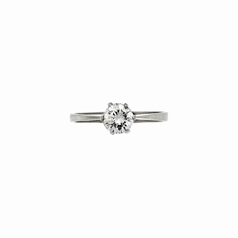 Anello Solitario in Oro Bianco e Diamante