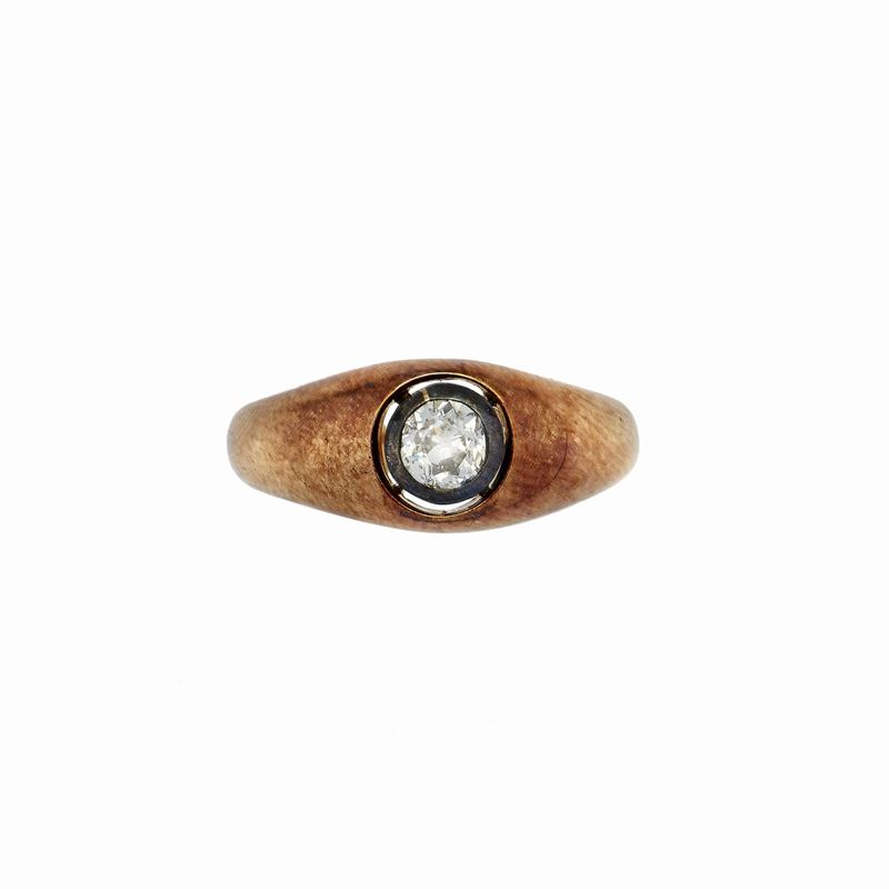Anello in Oro Rosa, Argento e Diamante