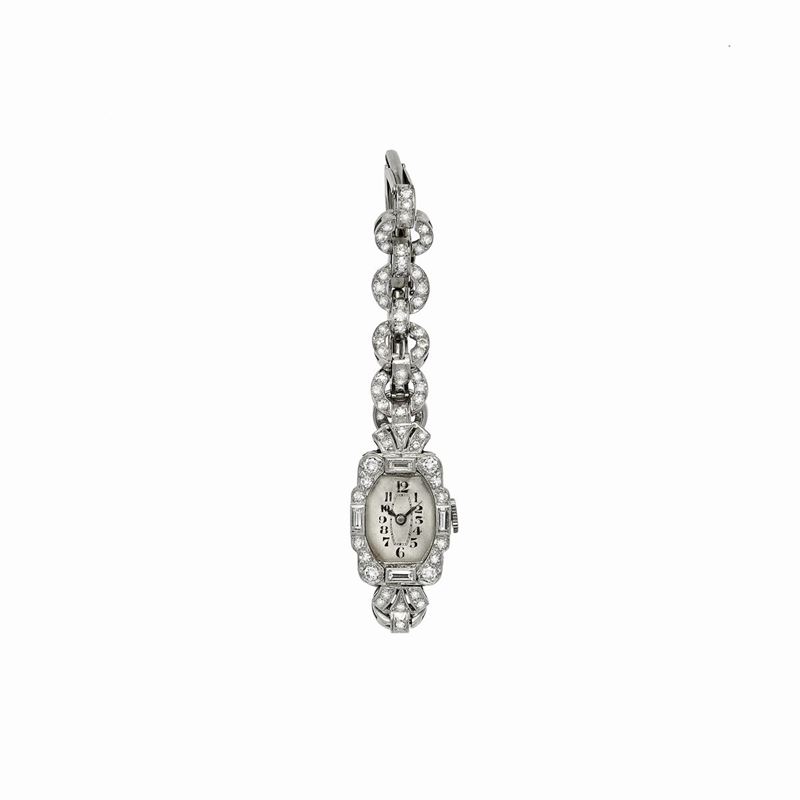 Bracciale Orologio in Platino e Diamanti
