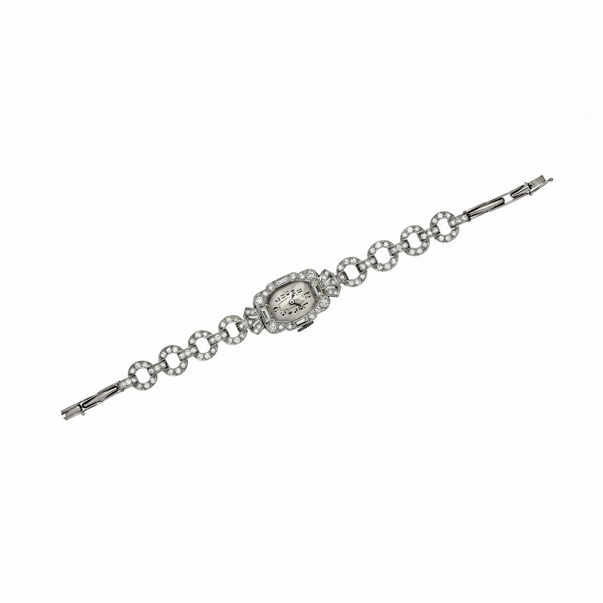 Bracciale Orologio in Platino e Diamanti