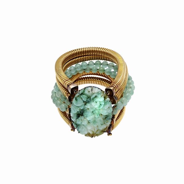 Bracciale in oro giallo e giadeite
