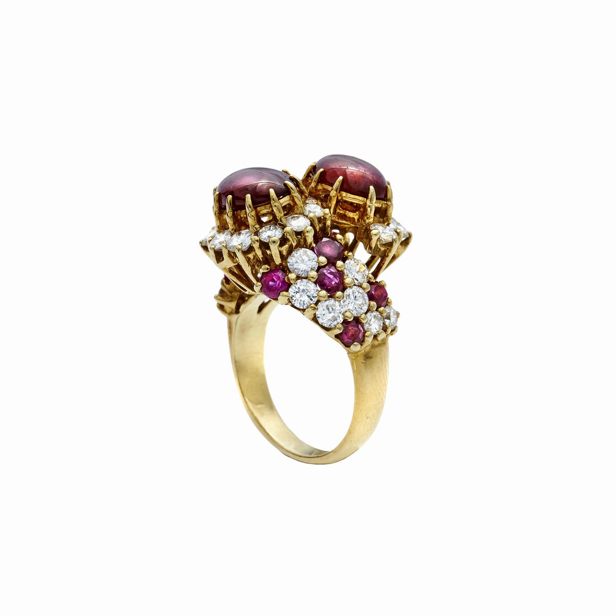 Anello Contrariè in Oro Giallo, Diamanti e Rubini