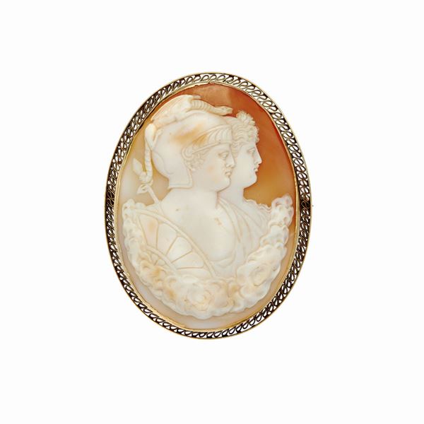 Spilla in oro giallo e cammeo  - Asta Gioielli Antichi, Moderni, di Design e Orologi - Curio - Casa d'aste in Firenze