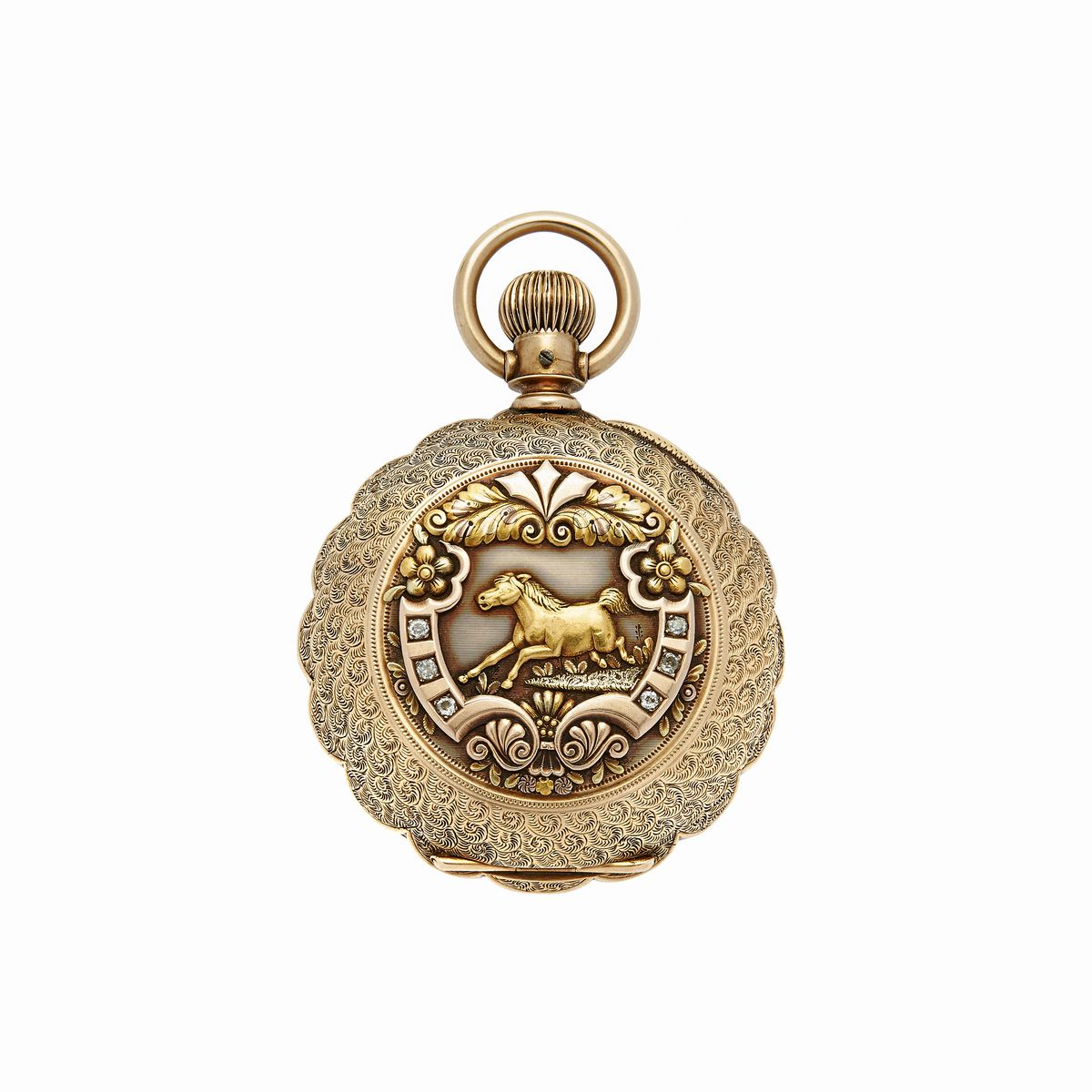 Orologio da Tasca in Oro Giallo e Damanti Waltham Company