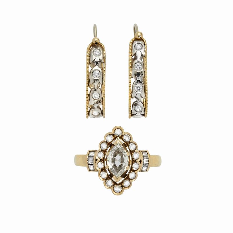 Anello e Orecchini in Oro Giallo e Diamanti