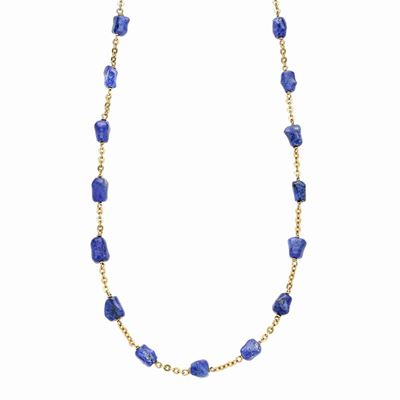 Lunga Collana in Oro Giallo e Lapislazzulo
