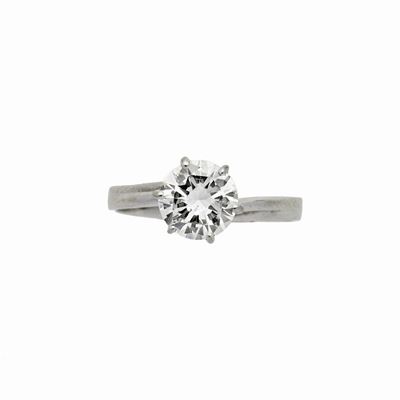 Anello Solitario in Oro Bianco e Diamante