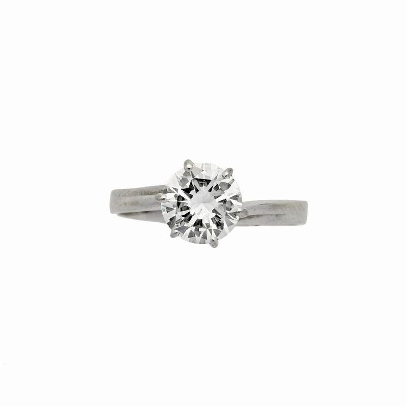 Anello Solitario in Oro Bianco e Diamante