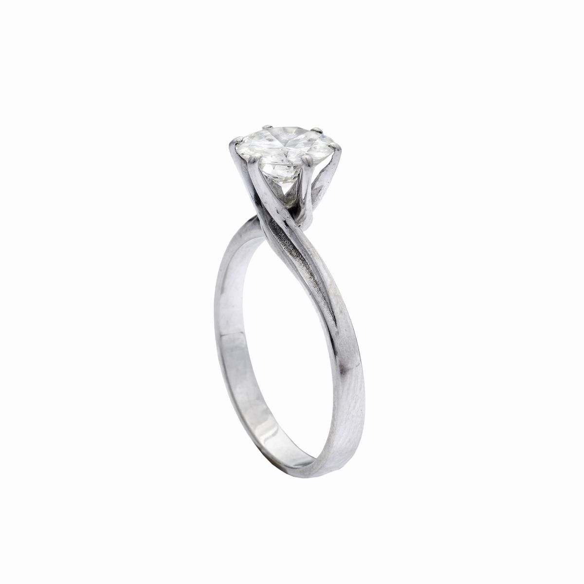 Anello Solitario in Oro Bianco e Diamante