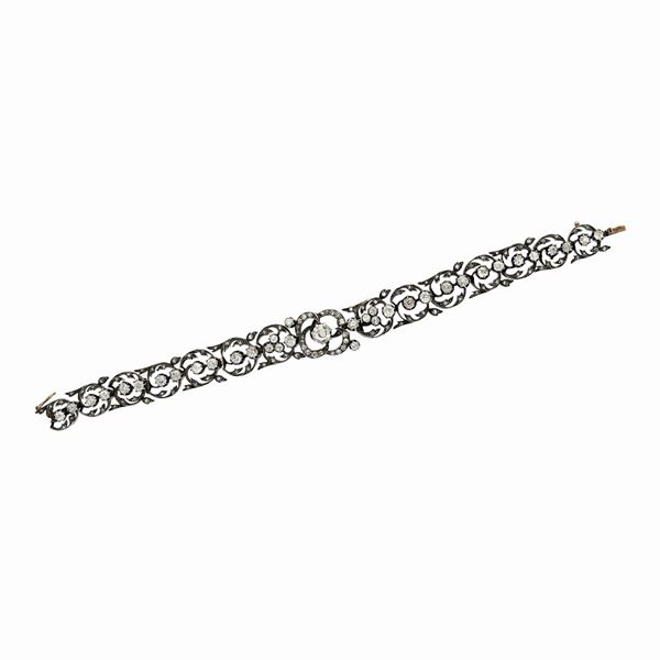 Bracciale in oro a basso titolo, argento e diamanti