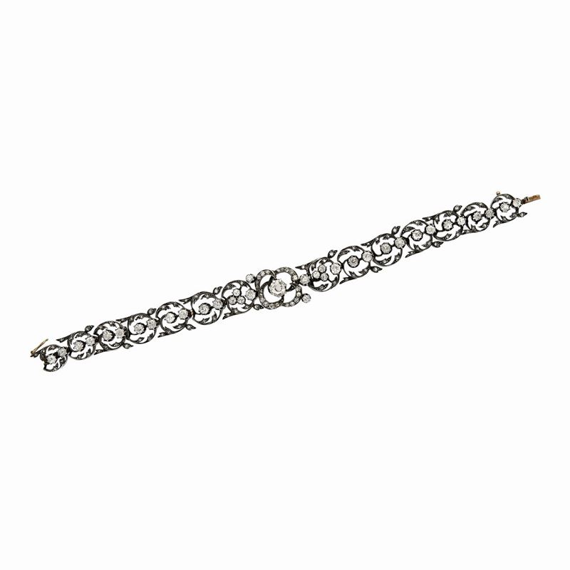 Bracciale in Oro a Basso Titolo, Argento e Diamanti