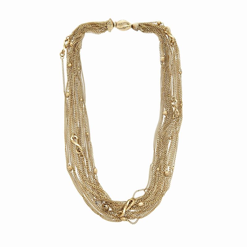 Collana Millefili in Oro Giallo e Diamanti