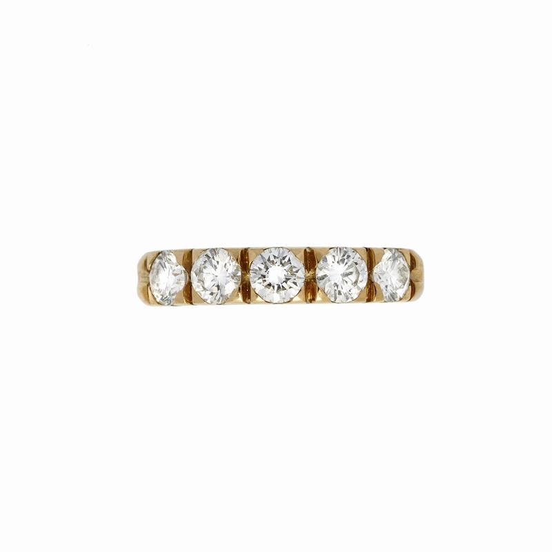 Anello Veretta in Oro Giallo e Diamanti
