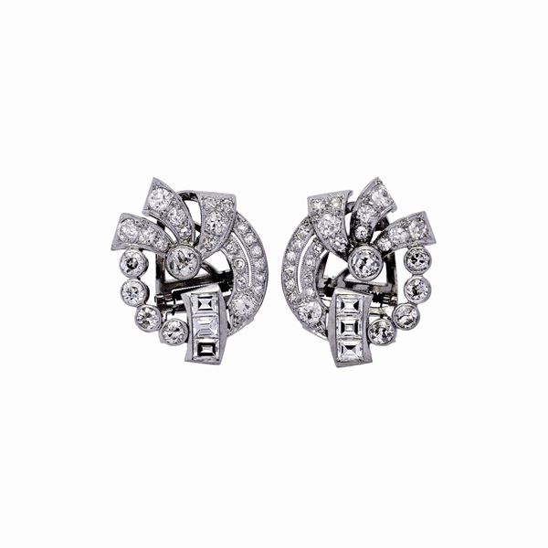 Pair of earrings in white gold and diamonds  - Auction Antique Jewelry, Modern, Design & Watch - Curio - Casa d'aste in Firenze