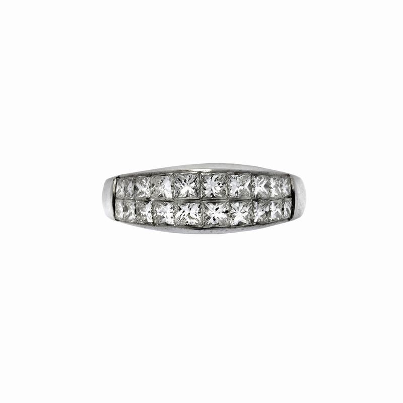 Anello Veretta in Platino e Diamanti