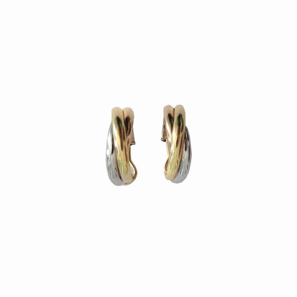 CARTIER - Pair of earrings in yellow gold, white gold and rose gold Cartier
